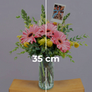 Foto Personalizada con Optimista - Gerbera Rosa y Perrito Blanco con