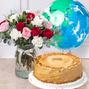 María Felix - con Pastel Dulce de Leche y Globo Explosión Verde y Azul