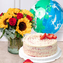 Ocaso - con Pastel Red Velvet y Globo Explosión Verde y Azul