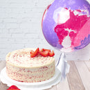 Pastel Red Velvet - con Globo Explosión Rosa y Morado