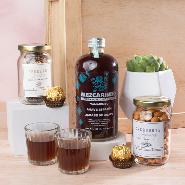 Kit Mezcarindo / Mezcal, Chocolates, Cacahuates y Suculenta